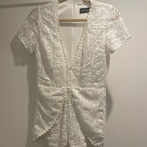 Wilde Heart White Crochet Low Cut Romper